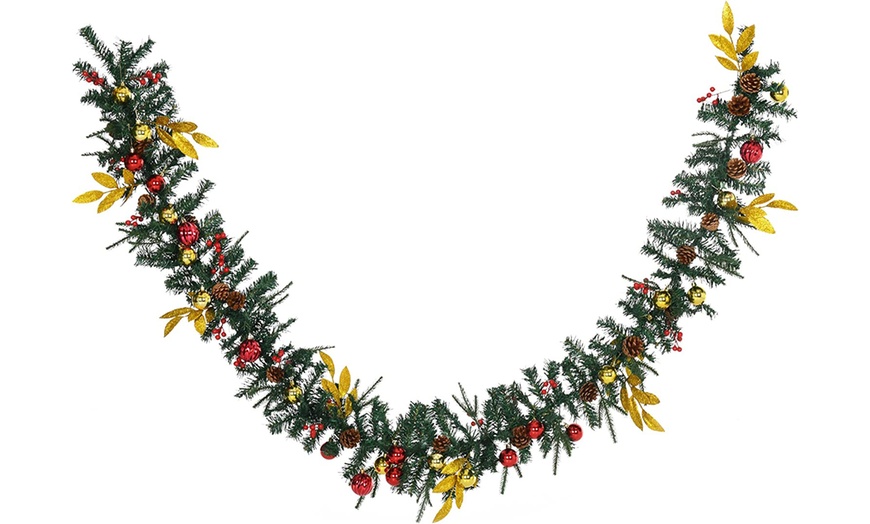 Image 4: HomCom Christmas Pre-Decorated Garland