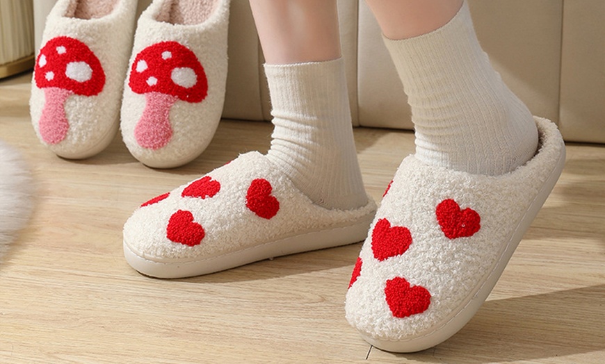 Image 7: Smiley Face Plush Slippers