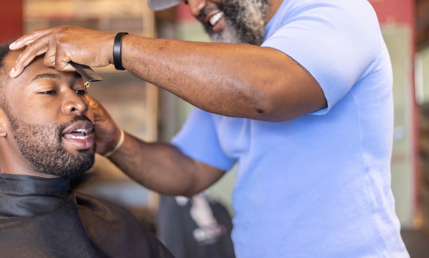 Image 1: Get One, Two, or Three Men's Haircut with Shave and Hot Towel