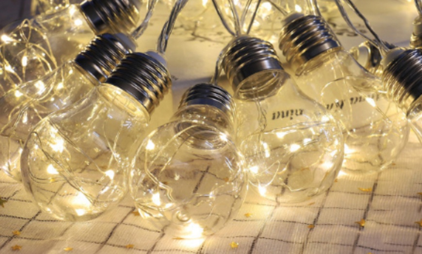 Image 1: Outdoor String Lights Clear Bulbs