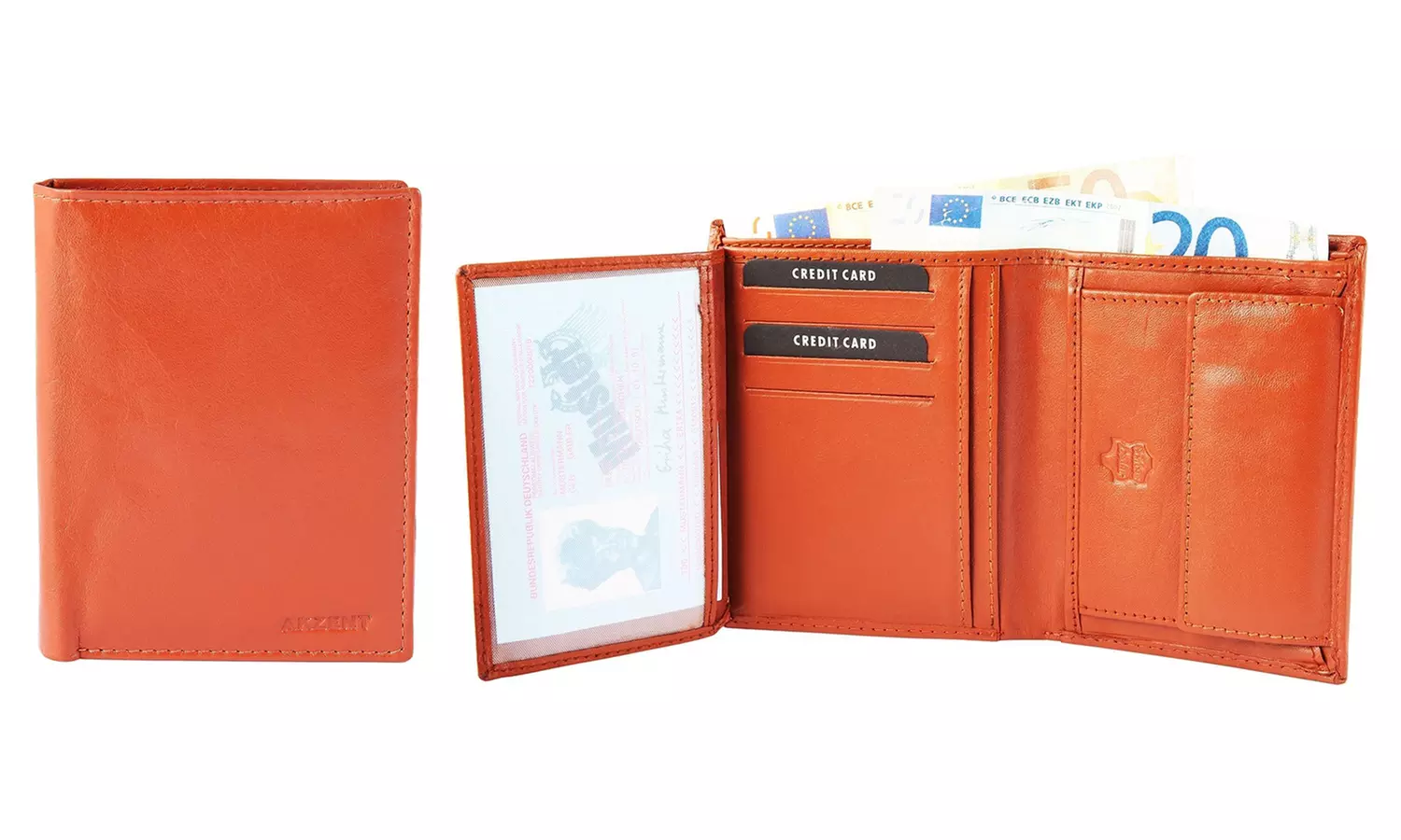 1x, 2x, oder 3x Herren- oder Unisex-Geldbörse aus Leder