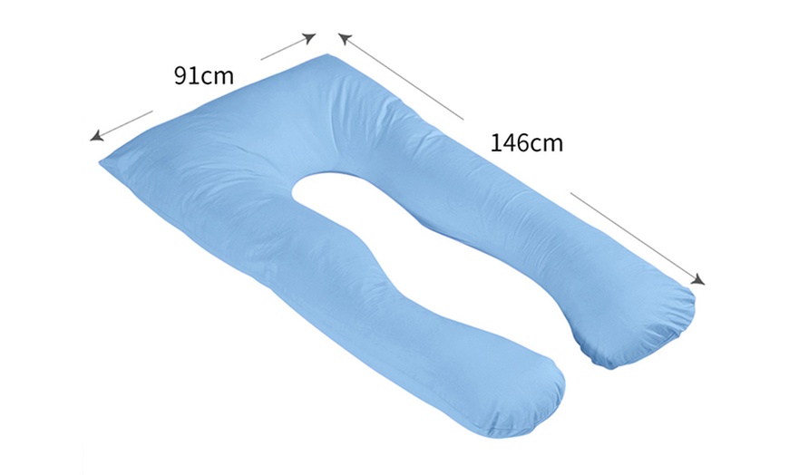 Image 11: U-Shaped Maternity Pillow with Pillowcase