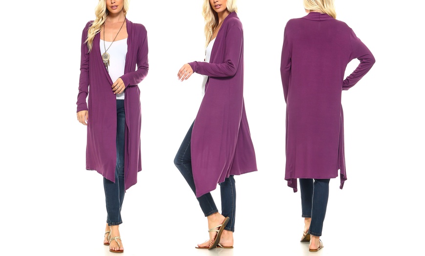 Isaac Liev Womens Lightweight Extra Long Cardigan Groupon