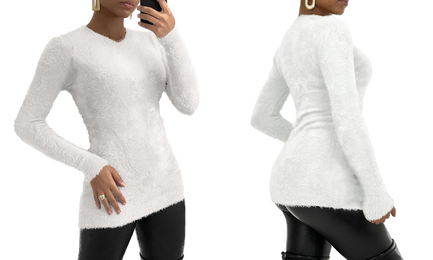 Image 4: Women's Long Sleeve Fluffy Jumper