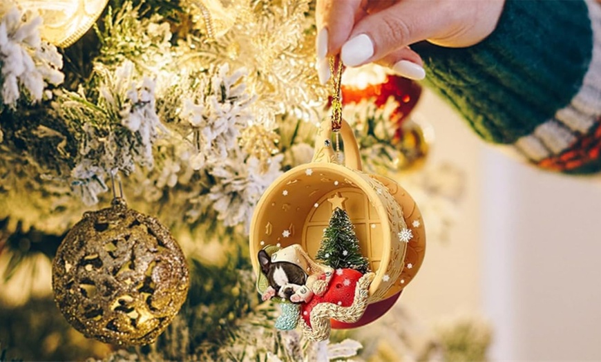 Image 1: Christmas Puppy Sleeping Hanging Ornament