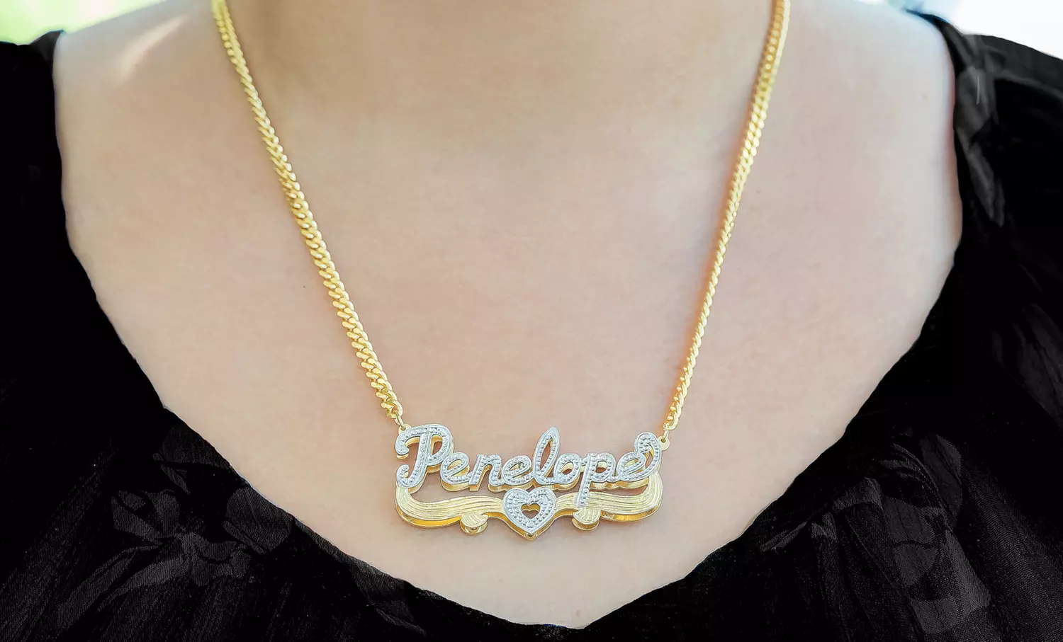 Personalized Gold- or Silver-Plated Double-Plate Beaded Name Necklace from MonogramHub (Up to 70% Off) - Second Medium