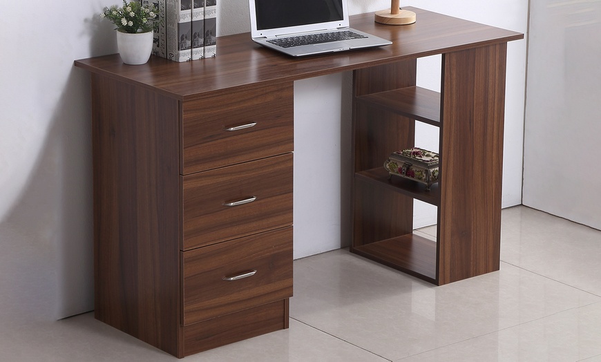 Image 3: HomCom Storage Computer Desk