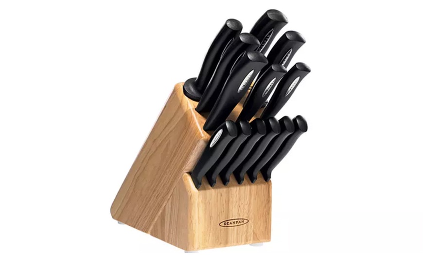 Image 2: Scanpan 14-Piece Knife Set with Wooden Storage Block
