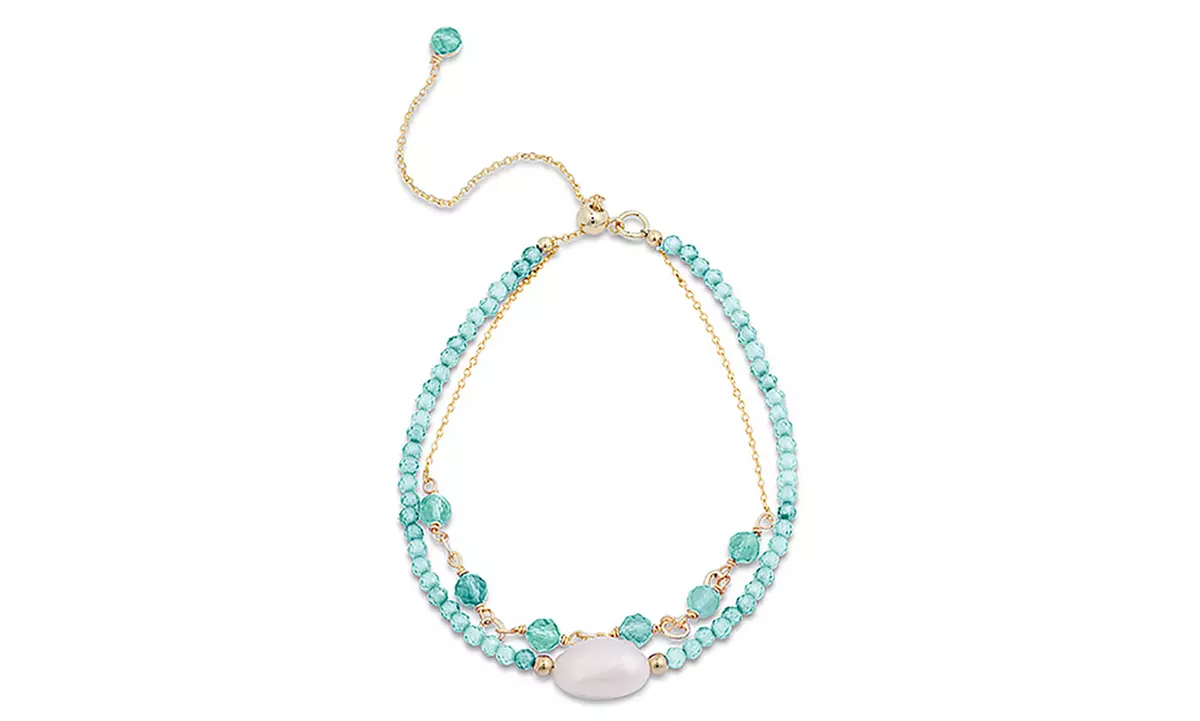 Bracelet doré et perles à double rangée de Luxenter