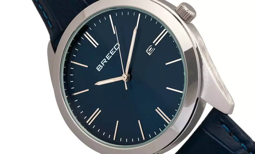 Image 8: Horloges met datum en leren band