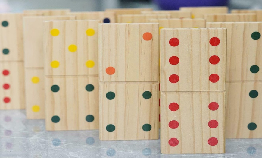 Image 3: 28-Piece Giant Wooden Dominoes Set