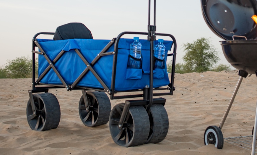 Image 3: All Terrain folding beach wagon with big wheels