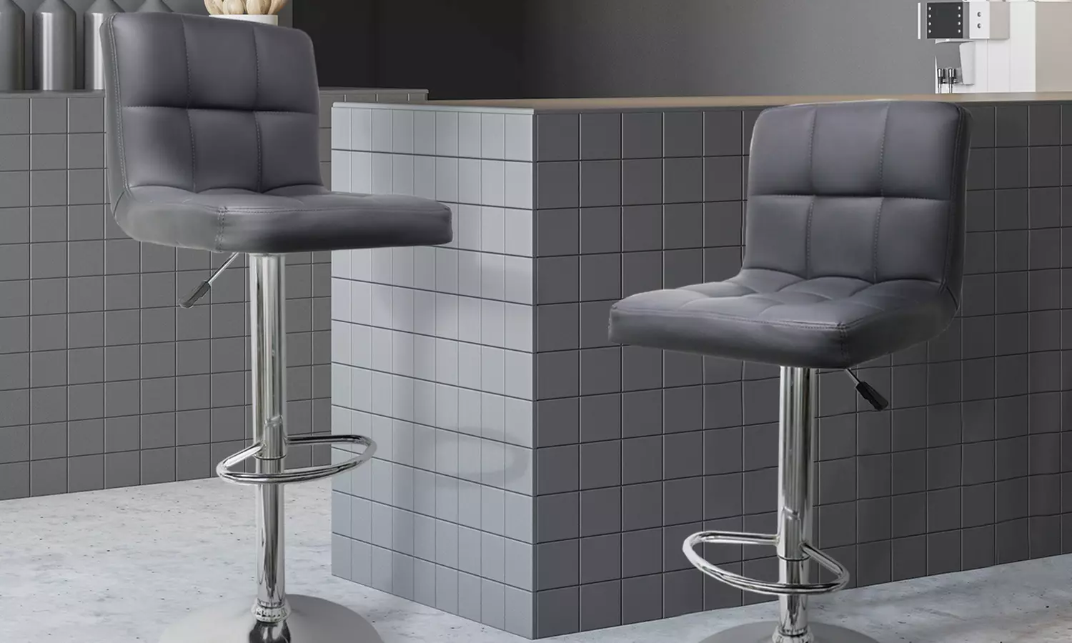 Set of Two Swivel Adjustable Bar Stools - Primary Image