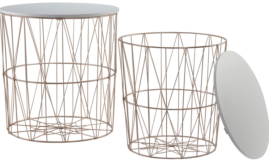 Image 3: Two Geometric Wire Coffee Tables