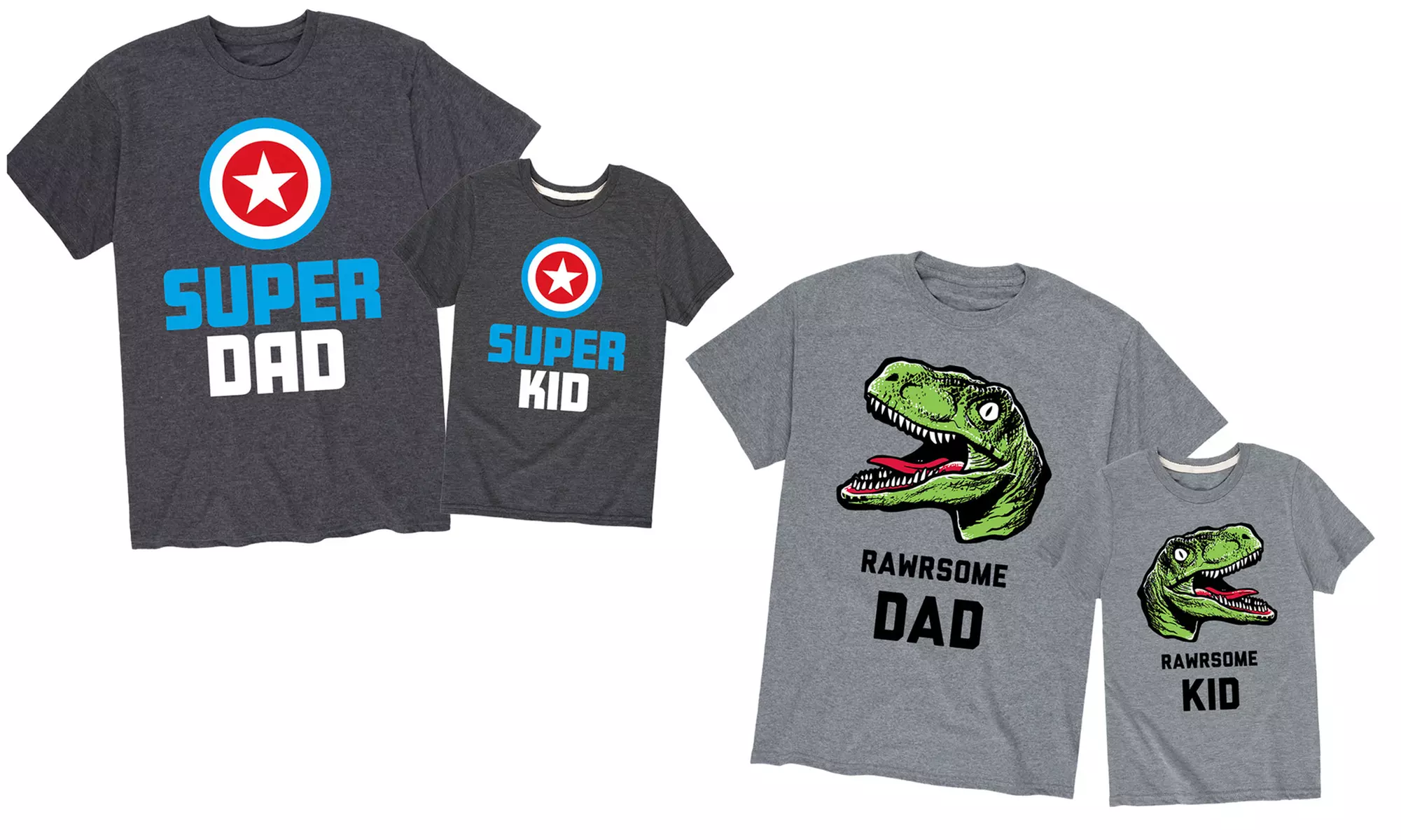 Instant Message: Rawrsome Dad and Kid Matching Shirt Set - Primary Image