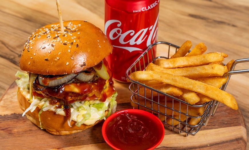 Image 3: Burger, Beer Battered Chips and Drink