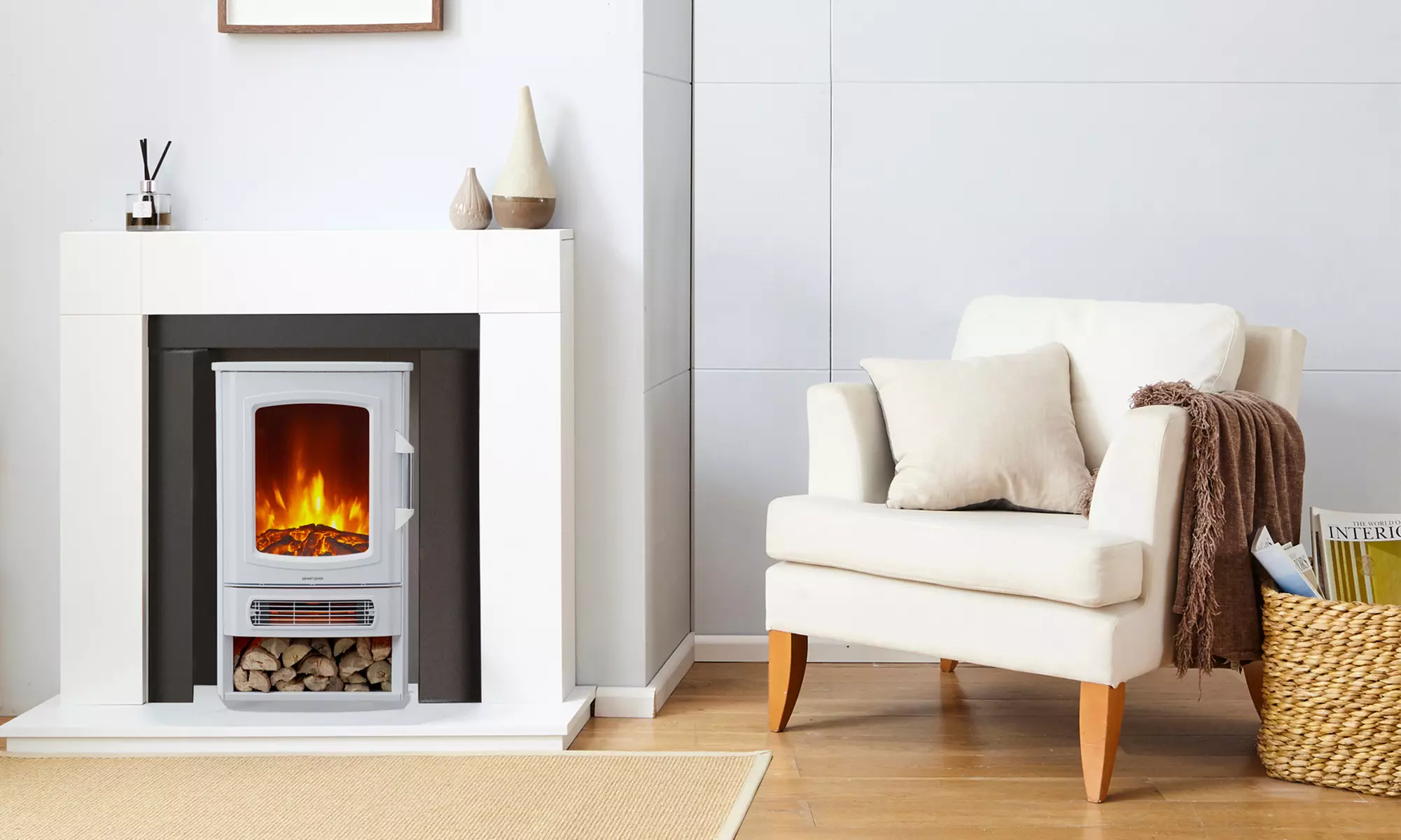 Neo Electric Heater With Realistic Flame and Log Store