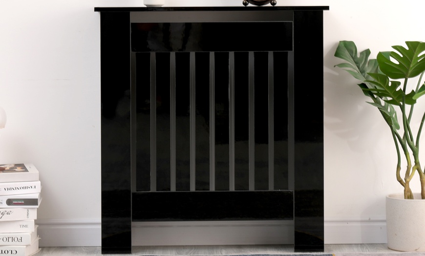 Image 1: High Gloss Black Radiator Cover