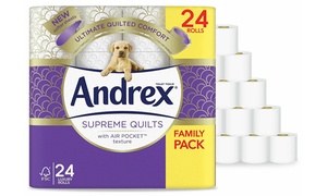 Upto 72 Packs of Andrex Fragrance-Free Toilet Rolls 