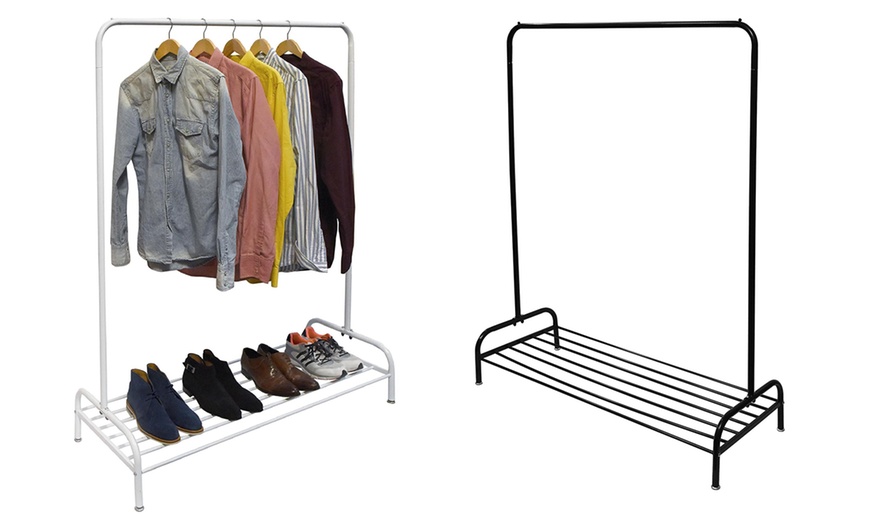 Image 1: Metal Clothes Rail