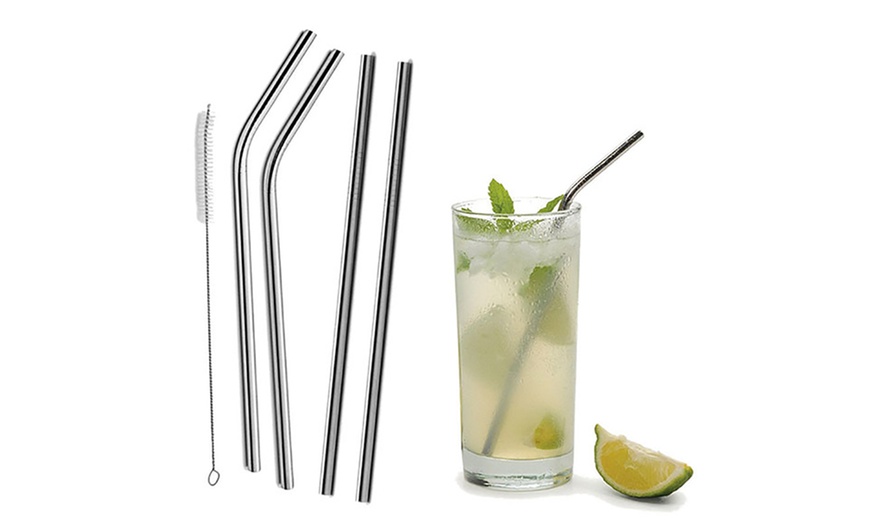 Image 15: 8-Piece Stainless Steel Straw Set