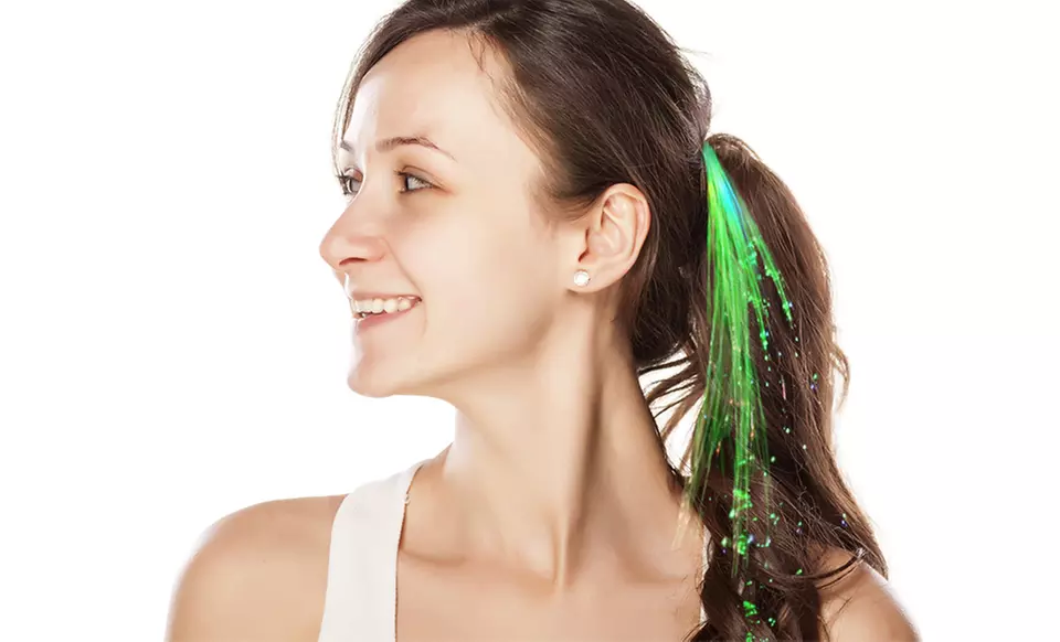 LED Flashing Fiberoptic Hair Braids (4-, 8-, or 12-Pack) - Second Medium
