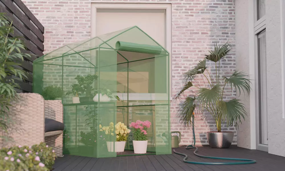 Serre de jardin d'hivernage avec étagères, livraison offerte - Primary Image