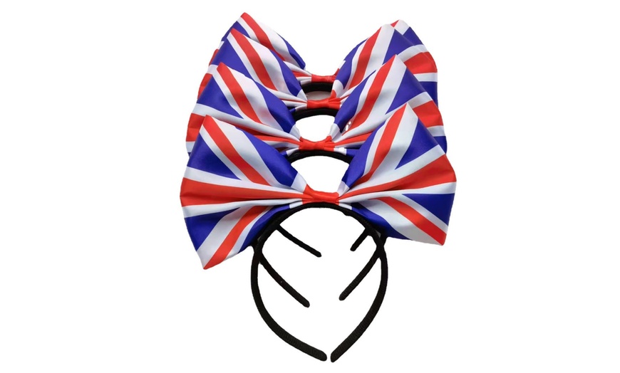 Image 5: One, Two or Four Great Britain Union Jack Flag Bow Headbands