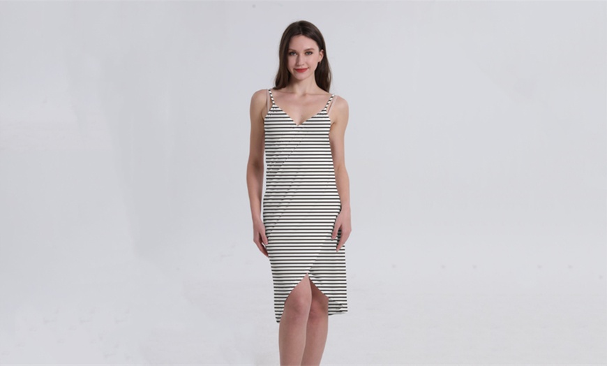 Image 10: Women's Striped Wrap Bikini Cover-Up Dress