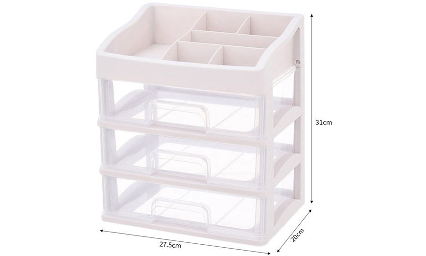 Image 6: Plastic Makeup Organiser with Three Drawers