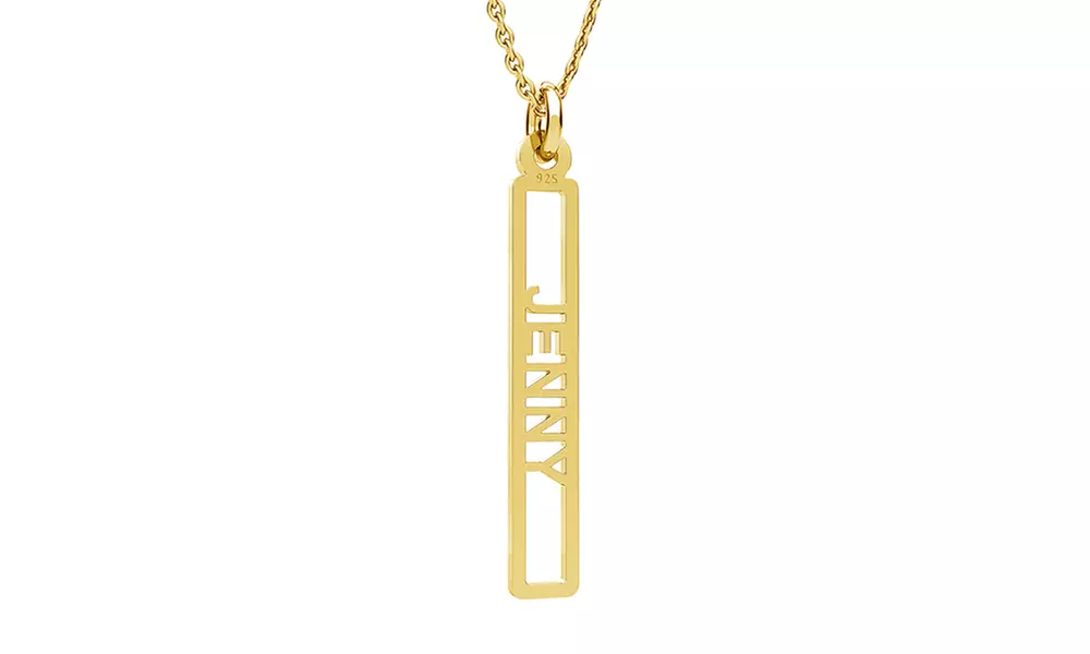 One, Two, or Three Personalized Vertical Bar Outlined Name Necklaces from Jewellshouse (Up to 88% Off) - Primary Image