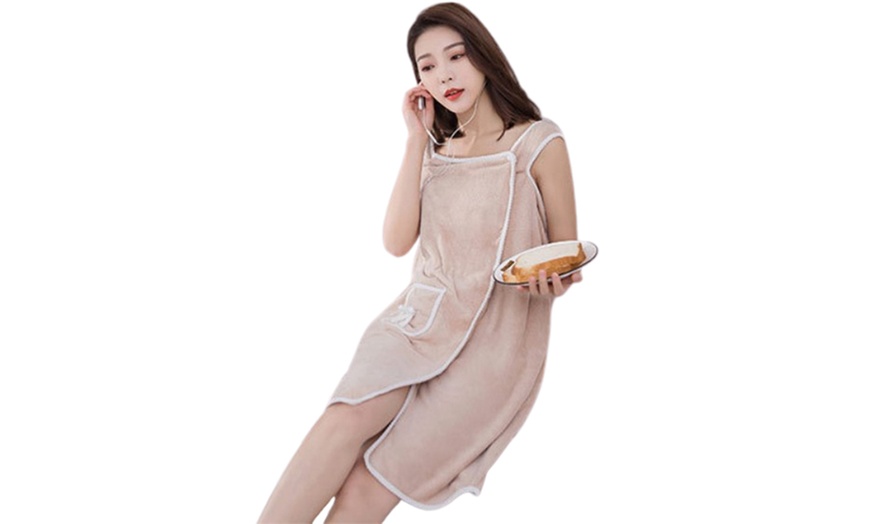 Image 8: Wrap Dress Bath Towel for Women