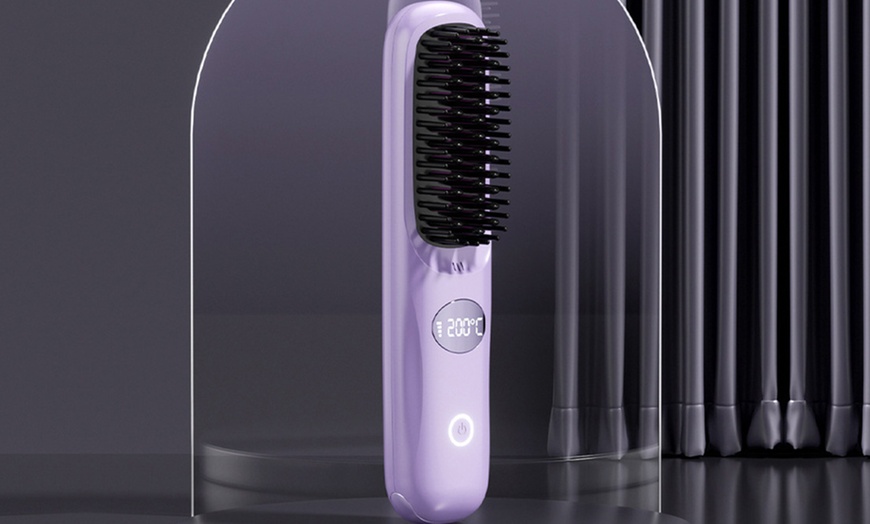 Image 9: USB Rechargeable Hair Straightening Brush with LED Screen