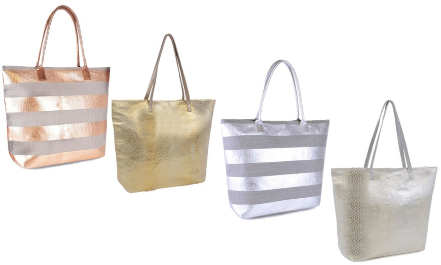 Image 1: Metallic Beach Bag
