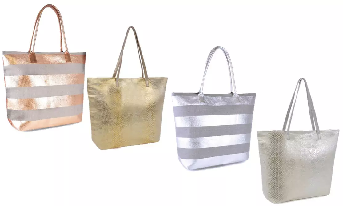 Metallic Beach Bag - Primary Image