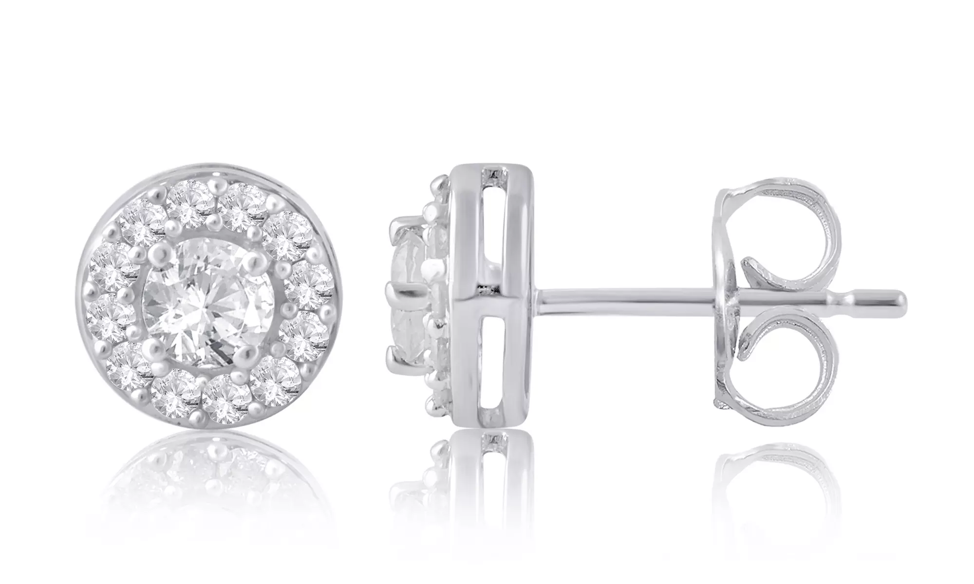 1/2 or 1.00 CTTW Diamond Stud Earrings in 10K White Gold by Brilliant Diamond - Primary Image