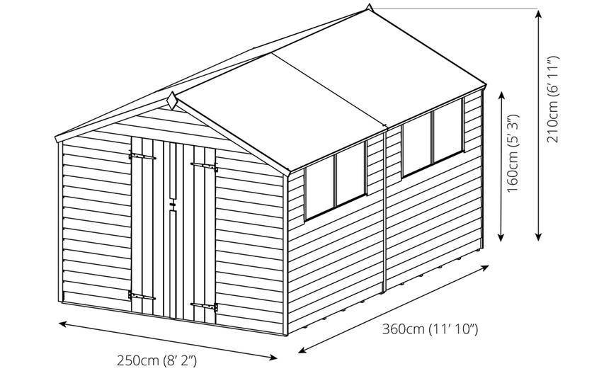 Image 12: Mercia Overlap Wooden Garden Shed