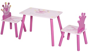 HomCom Three-Piece Kids' Wooden Table and Chair Set