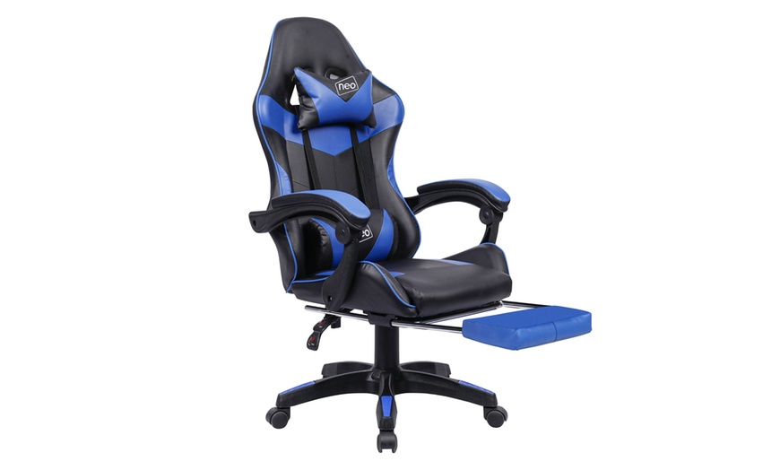 Image 4: Neo Massage Leather Gaming Chair with Footrest