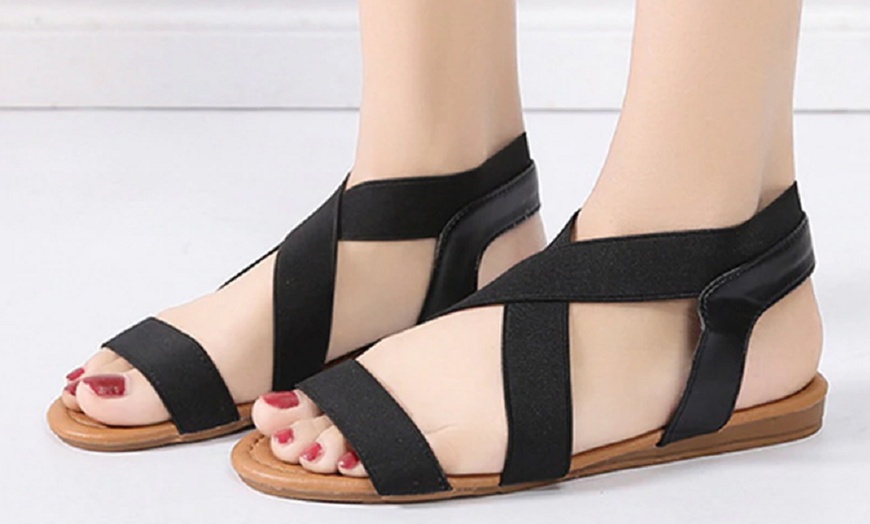 Image 7: Elastic Flat Strap Sandals