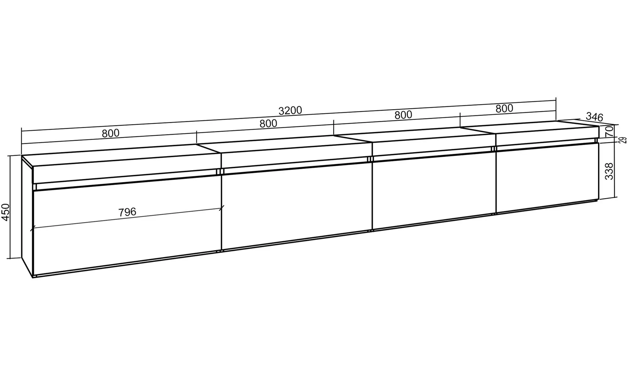 Meuble TV suspendu avec cheminée électrique en option