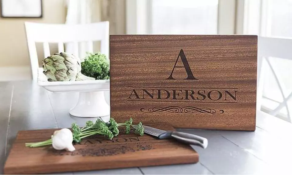 One or Two Large Personalized Mahogany Cutting Boards from Qualtry (Up to 50% Off) - Primary Image