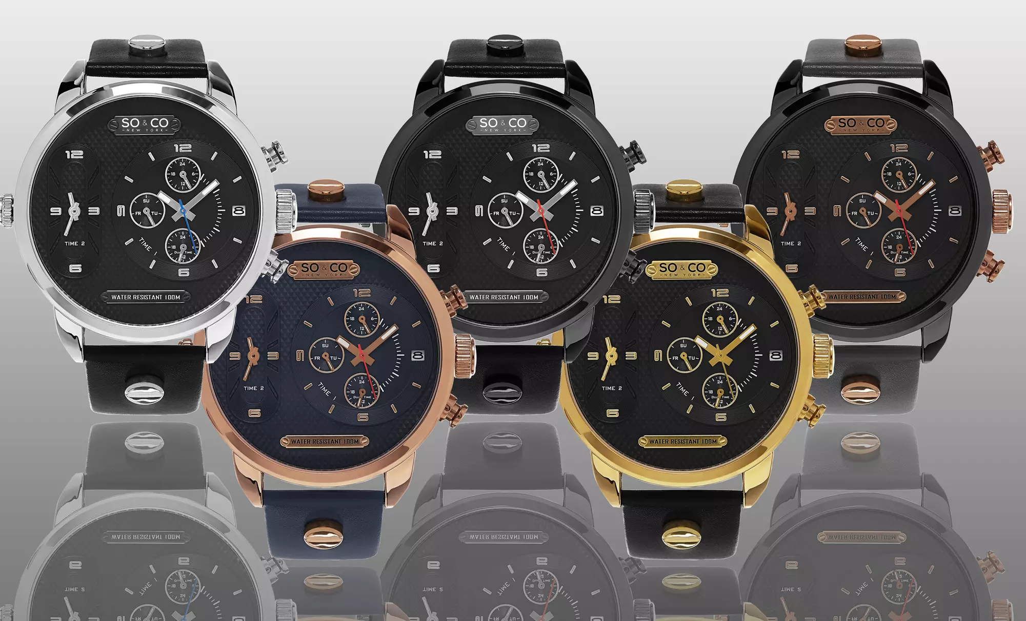 SO & CO New York Men's Triple Time Zone Robust Watch - Primary Image