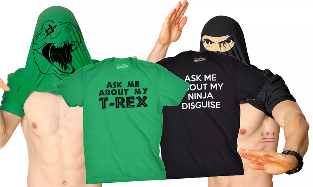 Men's 100% Cotton Funny Print Flip T-Shirt. Multiple Styles Available. - Primary Image