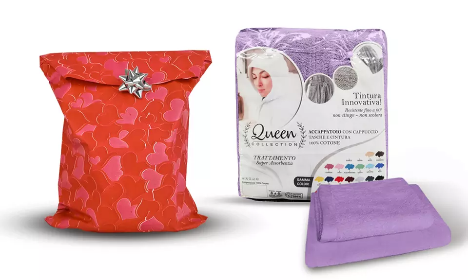 Set con accappatoio, asciugamano e salvietta ospite, 100% cotone