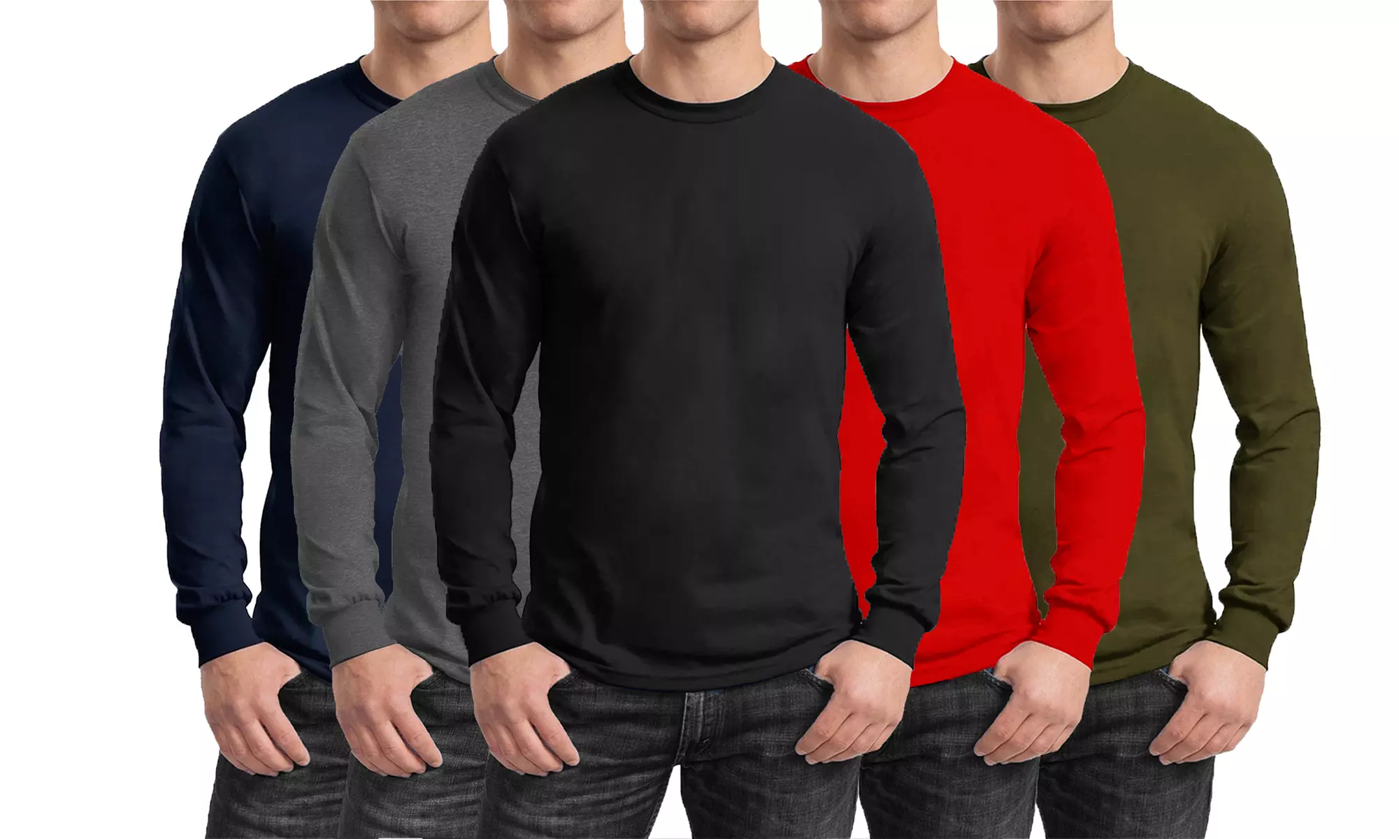 Galaxy By Harvic Men's Cotton-Blend Long Sleeve Crew Neck Tee (S-3XL) - Primary Image