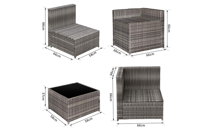 Image 10: Outsunny Eight-Piece Rattan-Effect Garden Furniture Set