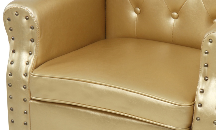 Image 13: Faux Leather Armchair and Footstool 