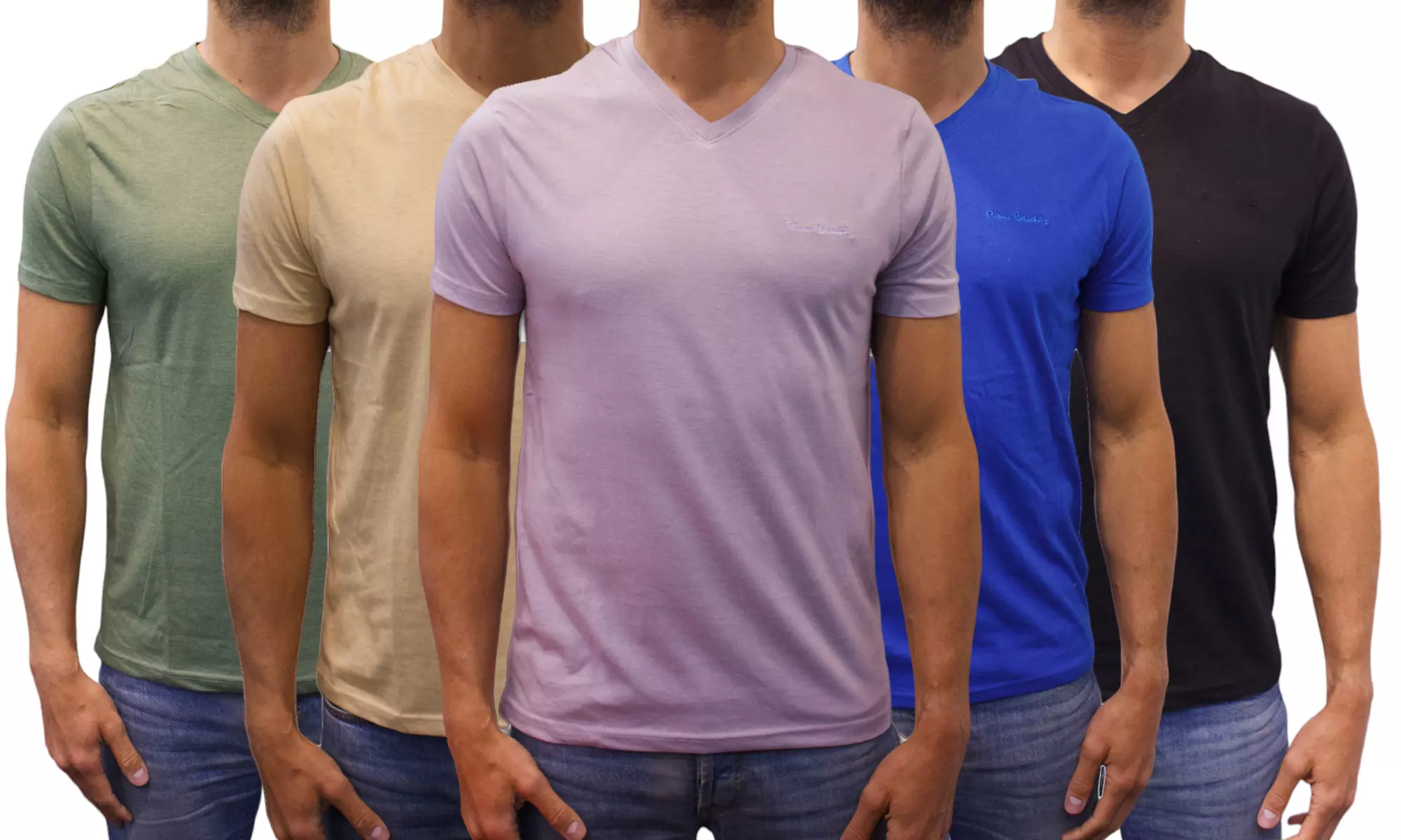T-shirt de couleur avec col V de la marque Pierre Cardin