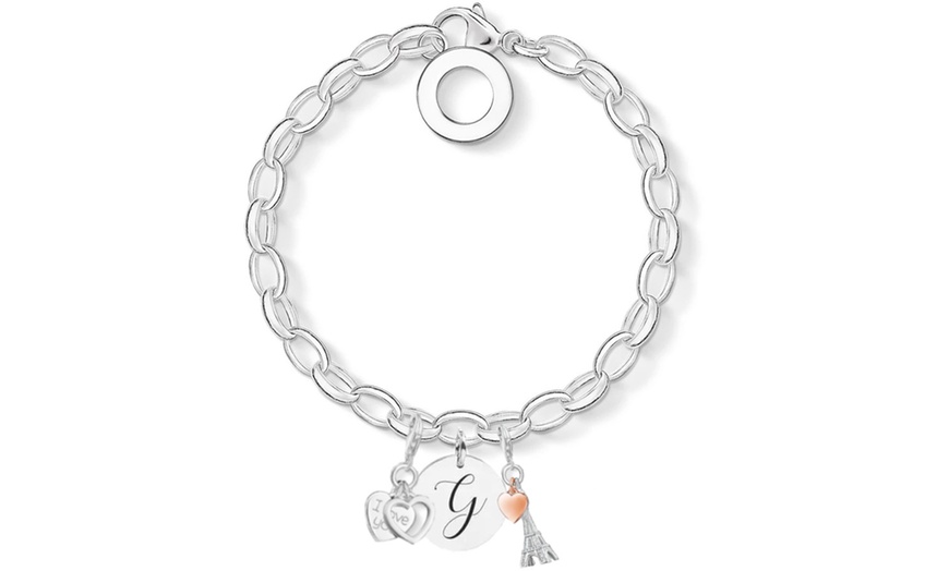 Image 8: Initial Charm Bracelet Made with Crystals from Swarovski®